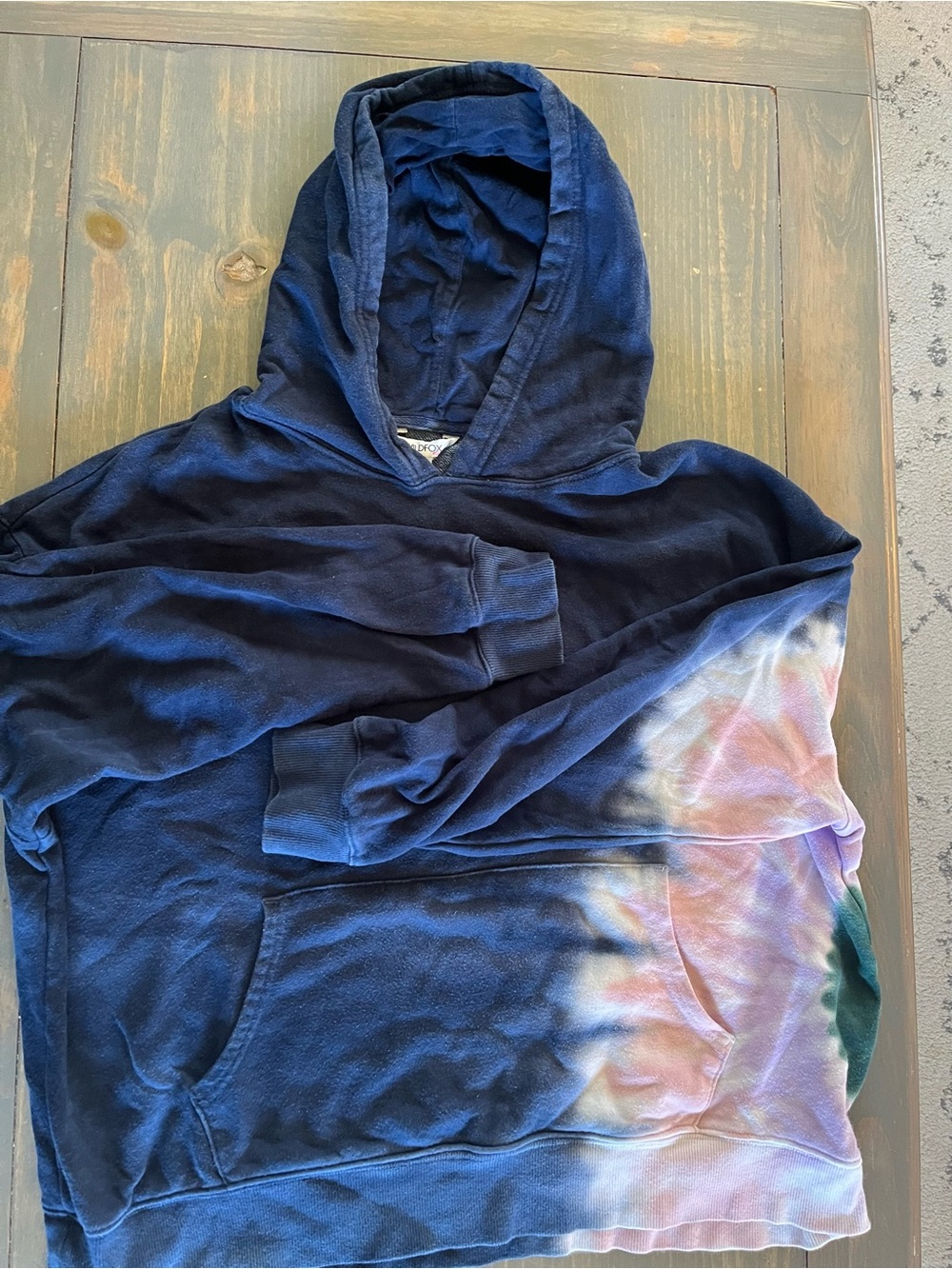Wildfox Navy Pullover Hoodie with Light Pastel Accents